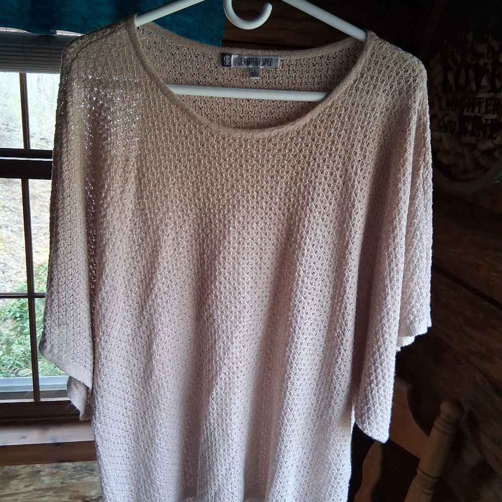 Jennifer Lopez Women's L Sweater- Khaki/Champagne with Gold